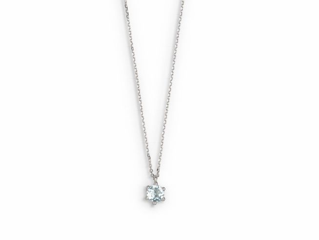 Xenox Weißgold Kette XG4530 mit 45 cm Länge, Karreekette aus 375 Weißgold, verziert mit einem farbigen Stein, elegant und zeitlos für jeden Anlass.
