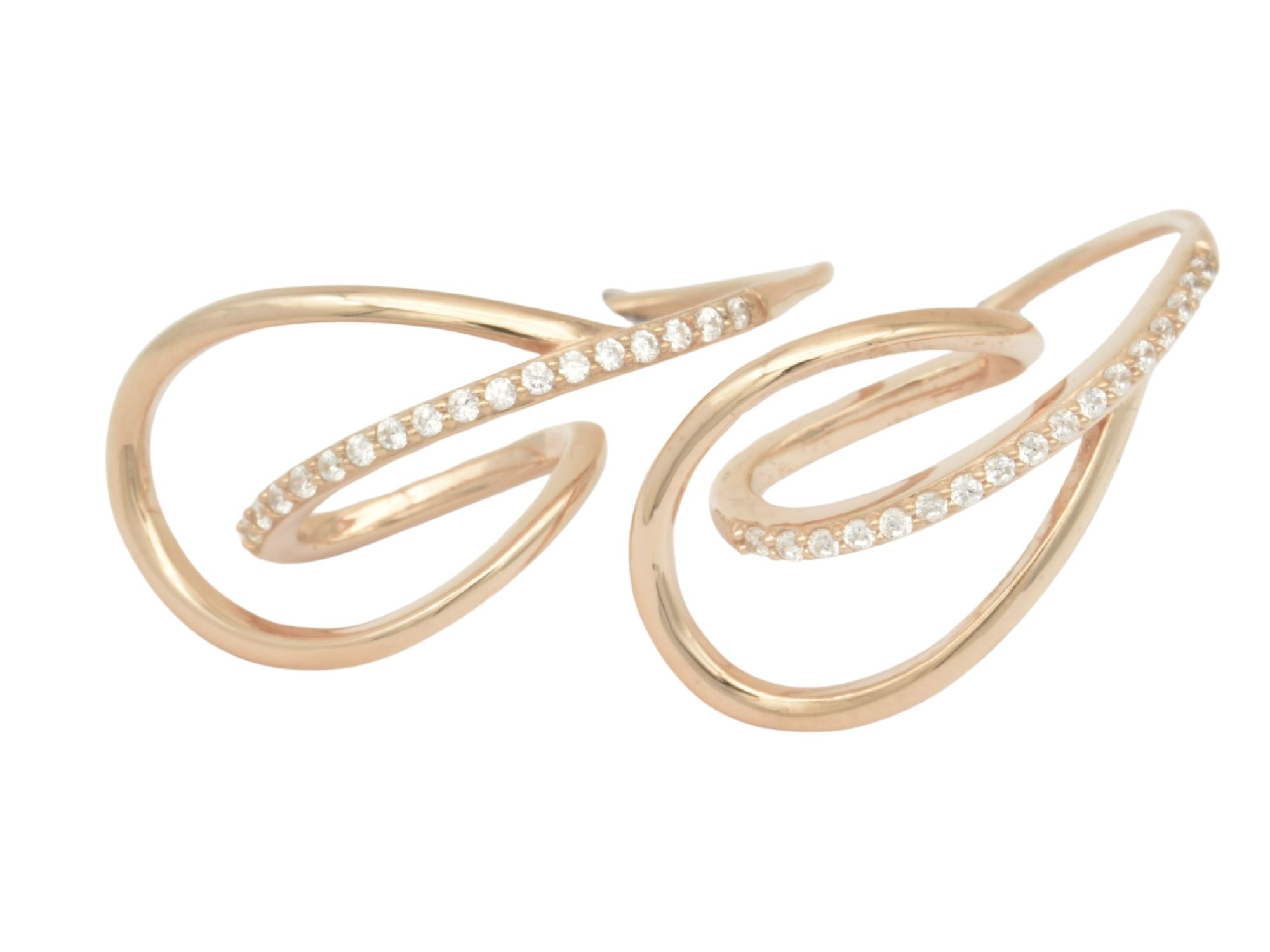 Ohrring Verschlungen Ohrbügel - Sterling Silber Roségold Vergoldung - Zirkonia