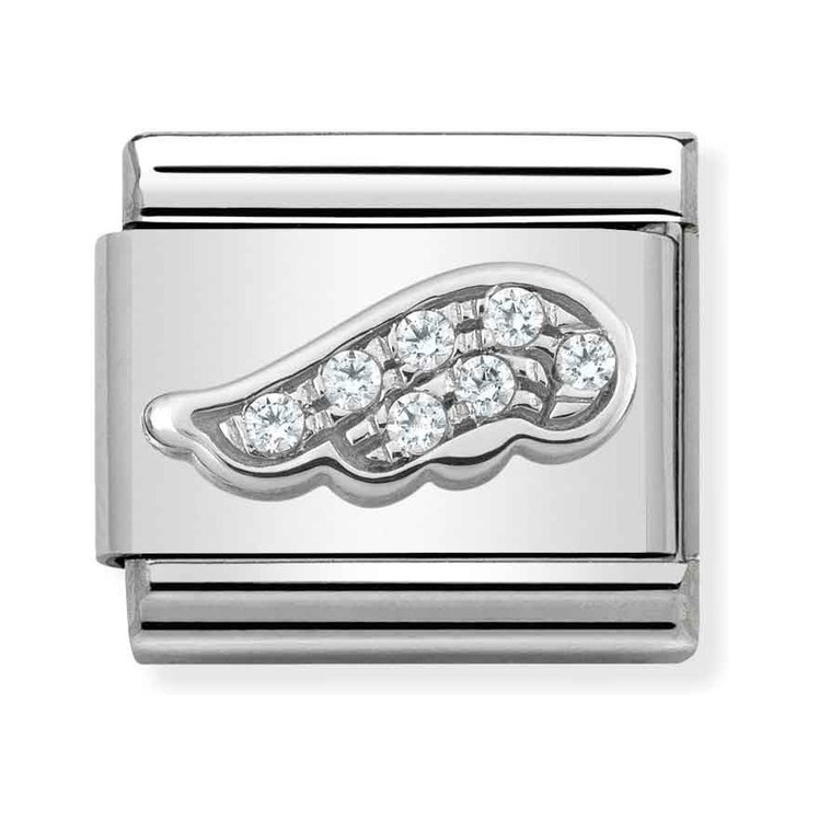 Nomination Composable Classic Charm Engelsflügel - Edelstahl, Sterling Silber, Zirkonia