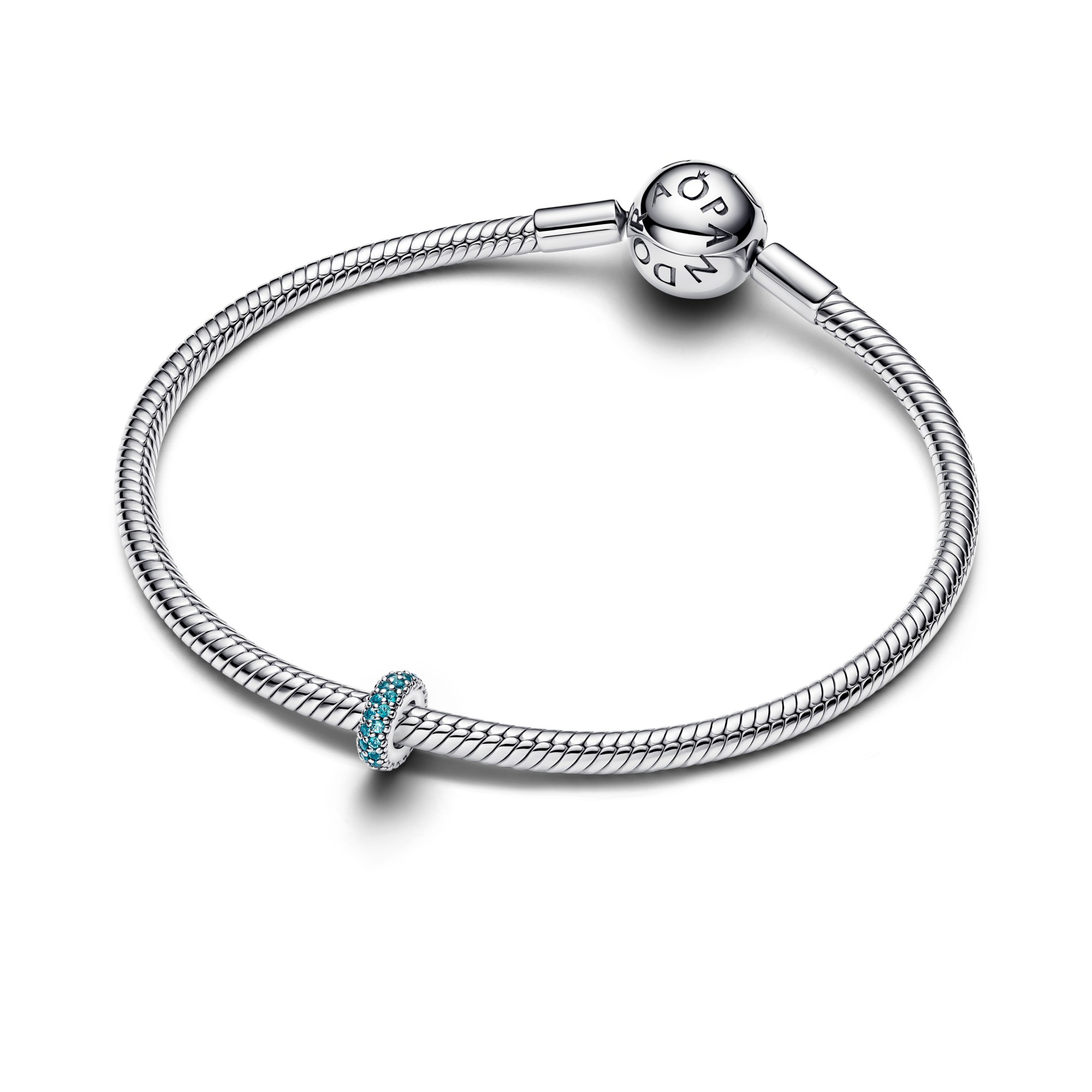 Pandora Eis Stein Spacer-charm - Silber - synth. Kristall - Blau – Ansicht 2