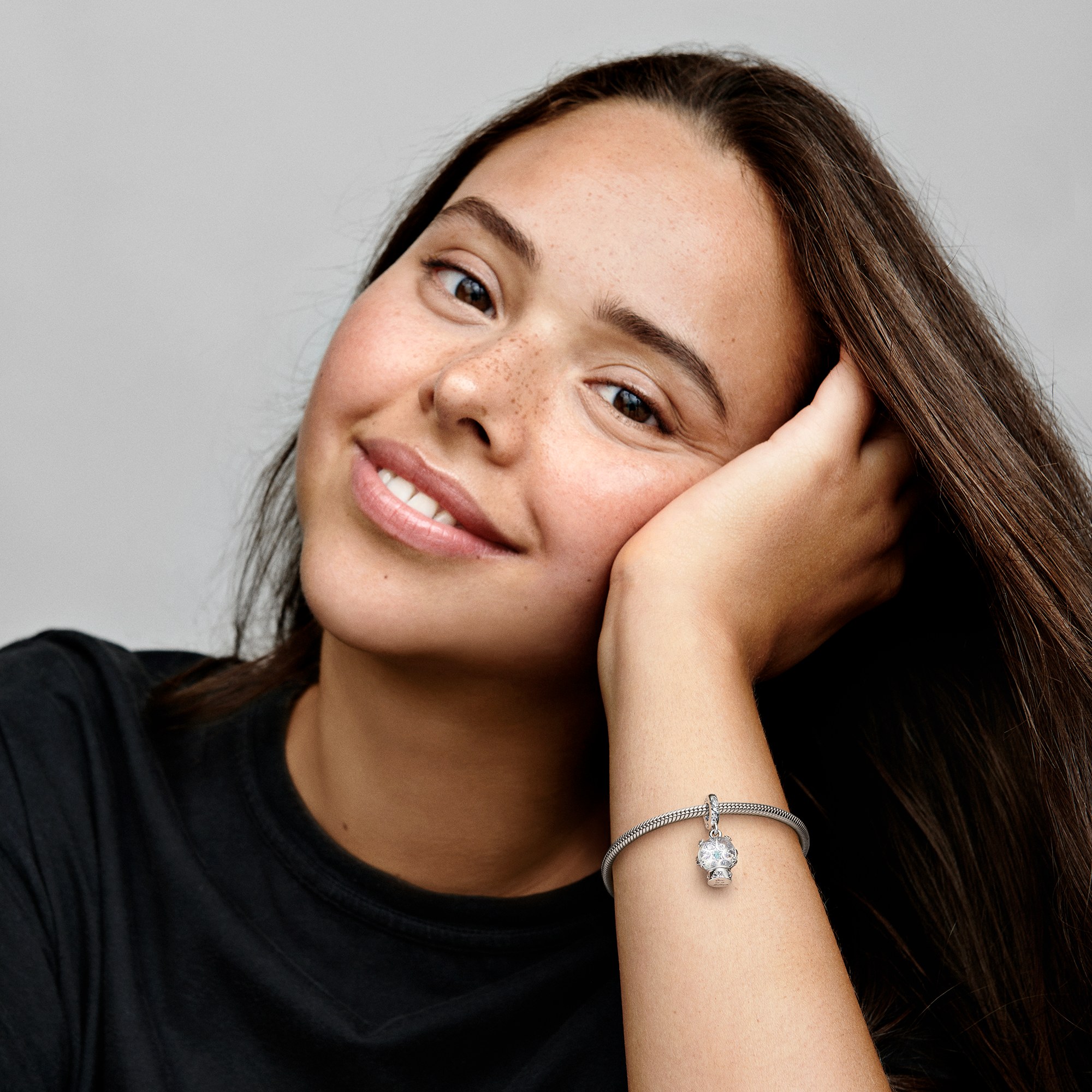 Pandora charm - Schneeflocken Schneekugel - Silber – Ansicht 4