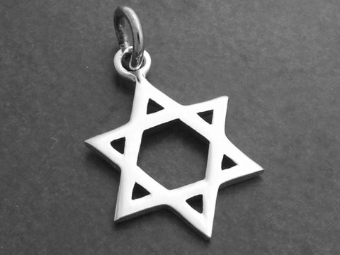 Sterling Silber Anhänger Davidstern massiv schlicht vom Hersteller Juwelier Harnisch religiös gestaltet, ideal als symbolischer Schmuck oder Geschenk.