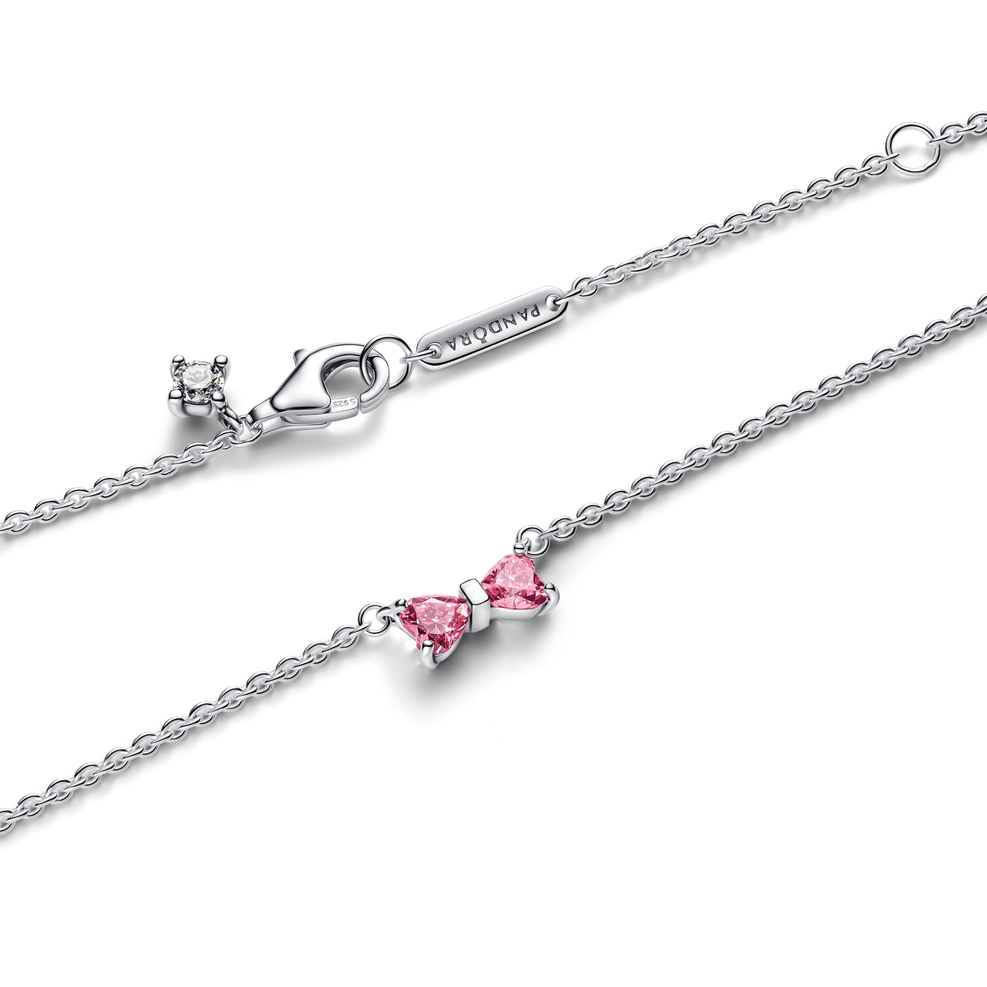 Pandora Schleife Anhängerkette - Sterling Silber - Zirkonia Pink - 45 cm – Ansicht 3