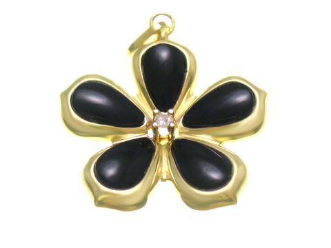 Blume aus Gelbgold mit Diamanten und Brillianten, 20 mm, von Juwelier Harnisch, elegant und ansprechend im Design. Ideal als Anhänger für besondere Anlässe.