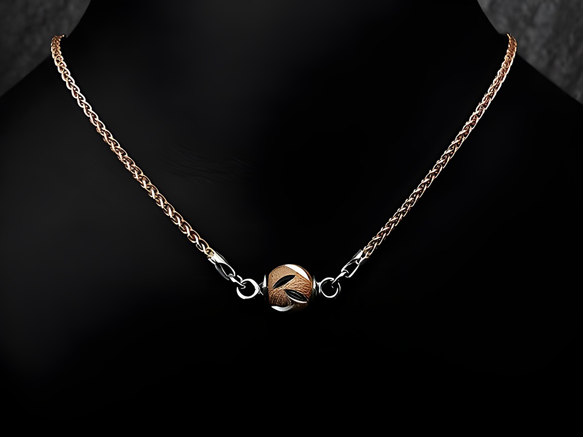 Silber Kette Venezia rosé vergoldet rhodiniert 46 cm mit magnetischem Verschluss des Herstellers Juwelier Harnisch auf einem schwarzen Hintergrund.