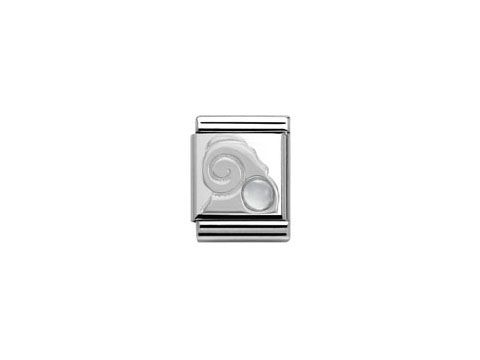 Sternzeichen Widder Anhänger aus Sterling Silber von Nomination mit detailliertem Widderkopf-Design, ideal für individuelle Armbänder und Schmuckkollektionen.