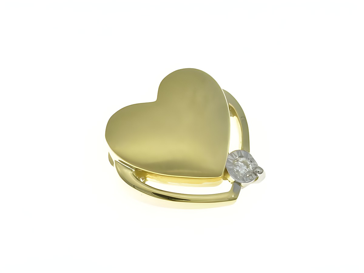 Herz Anhänger in Gelbgold und Weißgold Bicolor 333 mit einem funkelnden Diamanten, hergestellt von Juwelier Harnisch, ideal für besondere Anlässe oder als elegantes Geschenk.