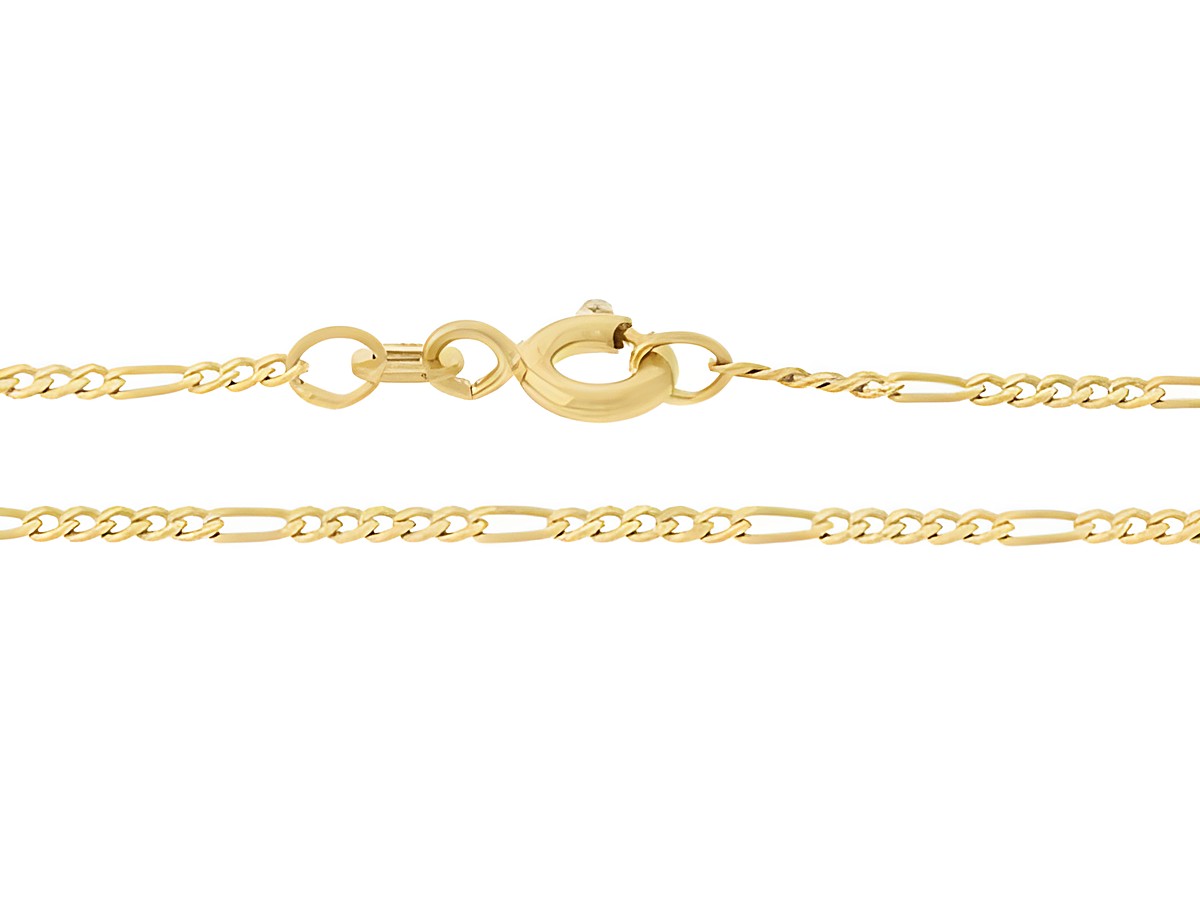 Figarokette aus 585 Gold, 38 cm lang, mit einer Breite von 1,5 x 0,5 mm, ausgestattet mit einem stabilen Federringverschluss, Hersteller Juwelier Harnisch, elegantes und zeitloses Design.