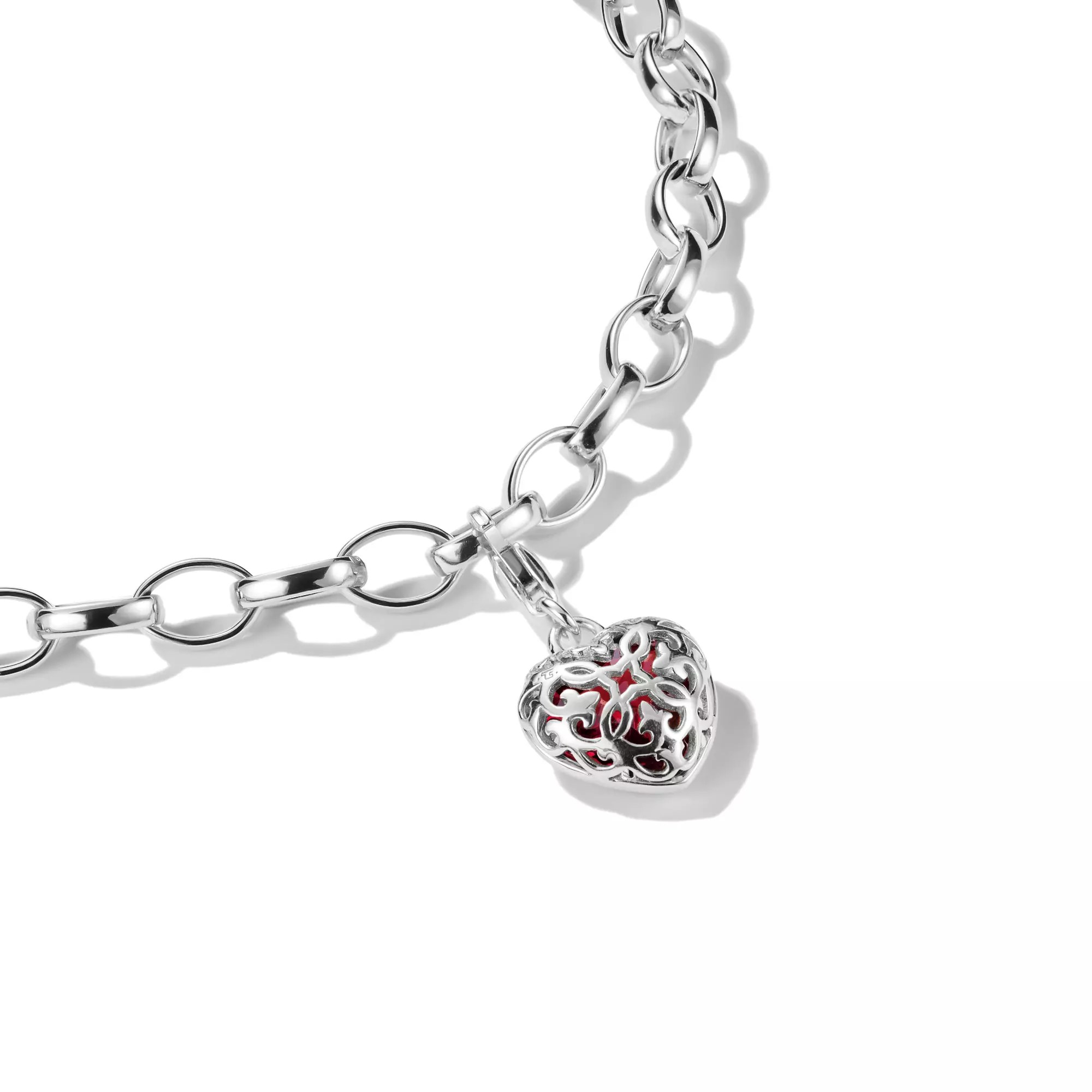 Thomas Sabo Charm-Anhänger - Herz - Silber & Glas-Keramik Stein - Rot – Ansicht 3