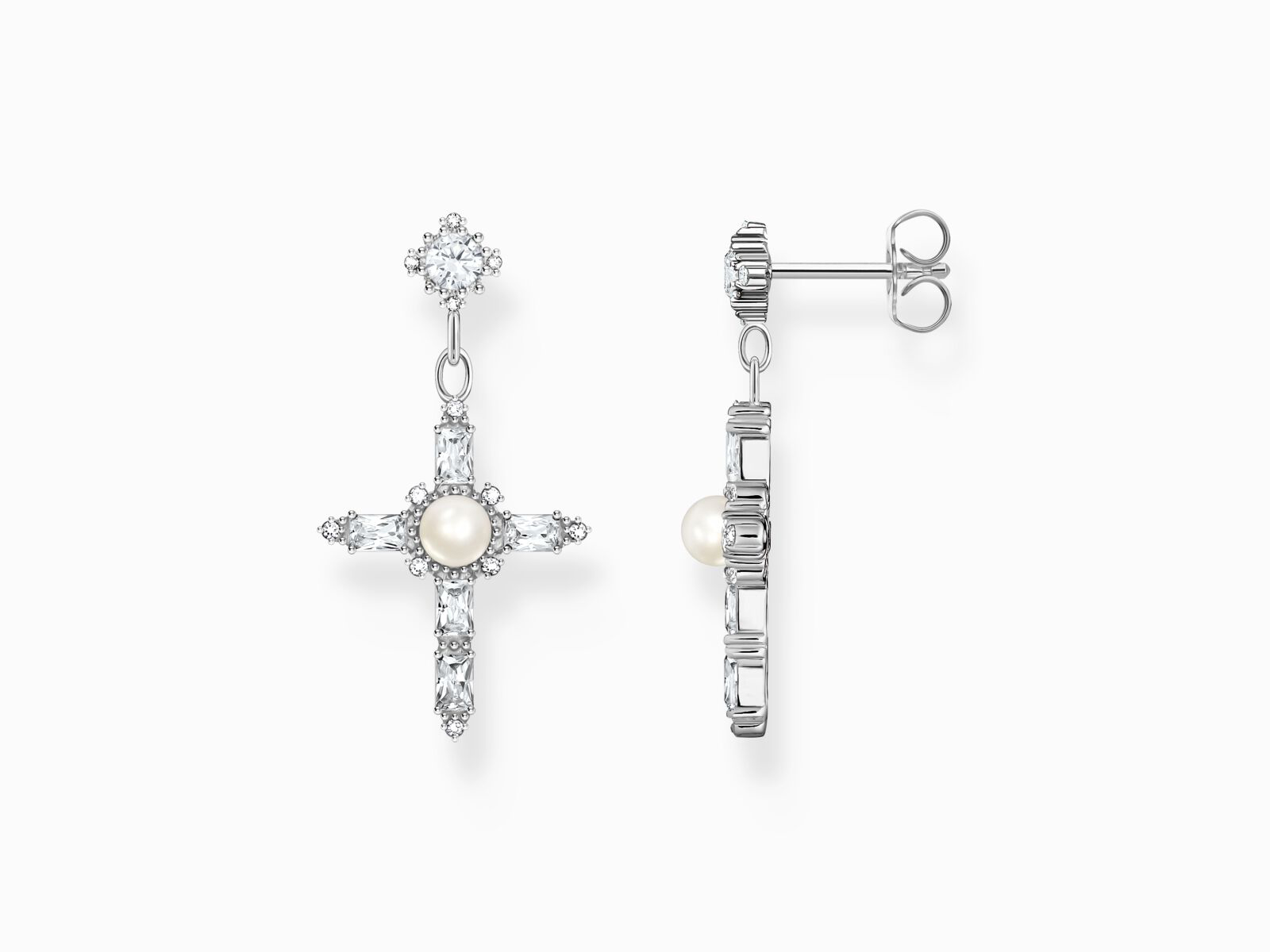 Thomas Sabo H2312-167-14 Kreuz True Romance Ohrringe - Weiß - Silber + Süßwasserzuchtperle + Zirkonia Thomas Sabo H2312-167-14 Kreuz True Romance Ohrringe in Silber mit Zirkonia und einer Süßwasserzuchtperle, elegantes Design für stilvolle Akzente.