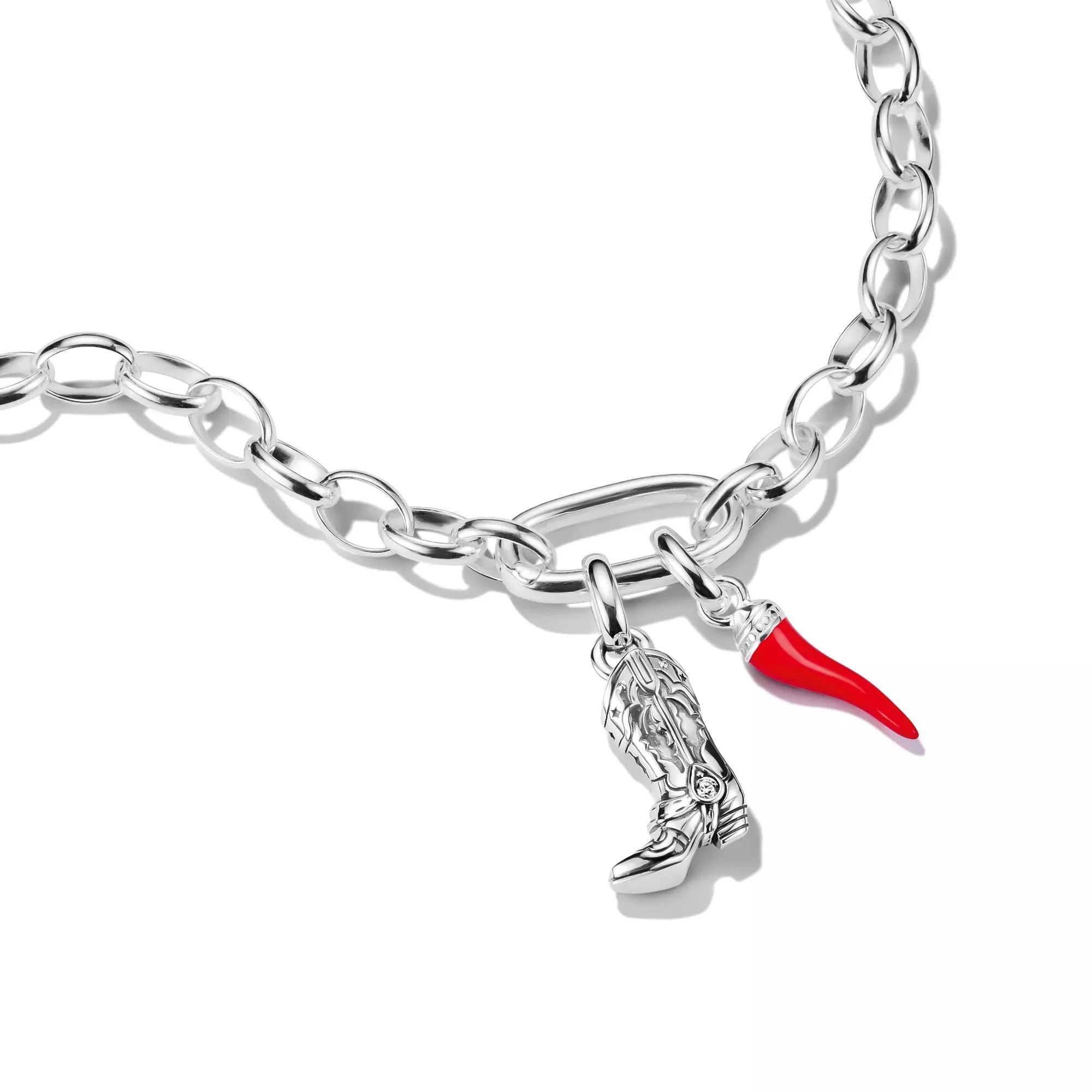 Thomas Sabo Connect - Good Luck Rodeo Charm Rotes Cornicello - Silber, Kaltemail - Rot - Charm mit Öse – Ansicht 2