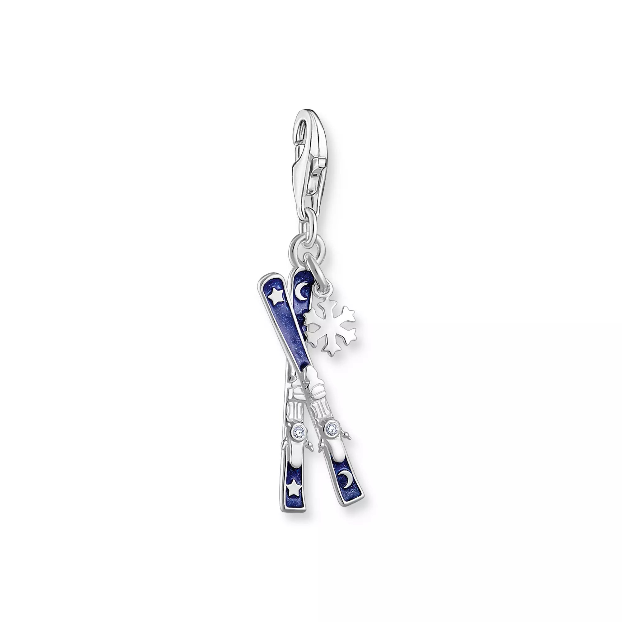 Thomas Sabo Charm-Anhänger - Ski - Silber & Emaille & Zirkonia - dunkelblau