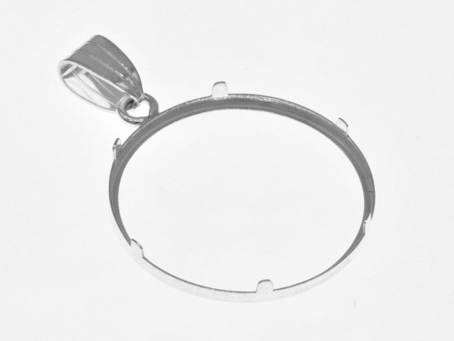 Schlichter Münzfassung Anhänger aus 925 Sterling Silber, Durchmesser für Münzen bis 26 mm, Hersteller Juwelier Harnisch, ideal für die kreative Schmuckgestaltung.