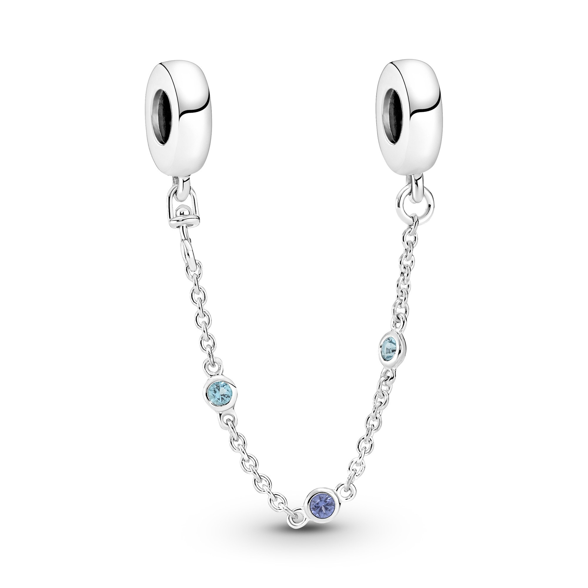 Pandora Drei Blaue Steine Komfortkette - Sterling Silber Crystal Blau 5 cm
