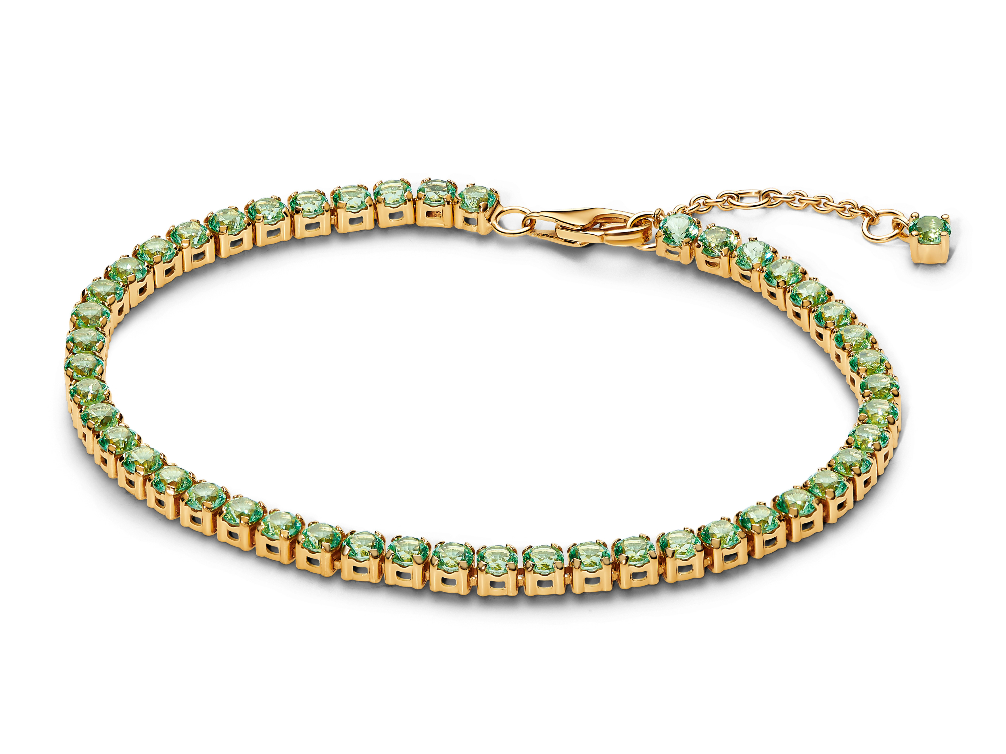 Pandora 561469C02-18 - funkelndes grünes Tennisarmband - Gelbgold Vergoldung - 18 cm