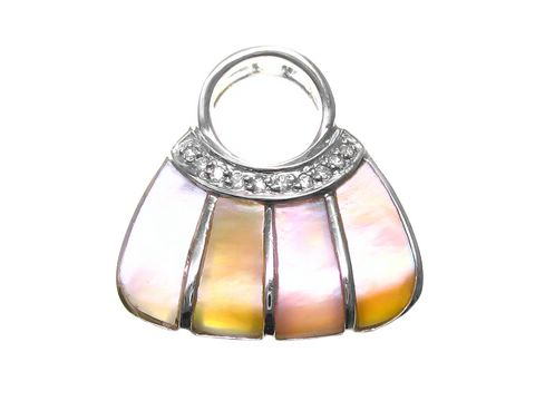 Sterling Silber Anhänger in Form einer Handtasche aus Perlmutt mit Zirkonia, Hersteller Juwelier Harnisch, elegant und einzigartig gestaltet. Ideal für stilvolle Akzente.