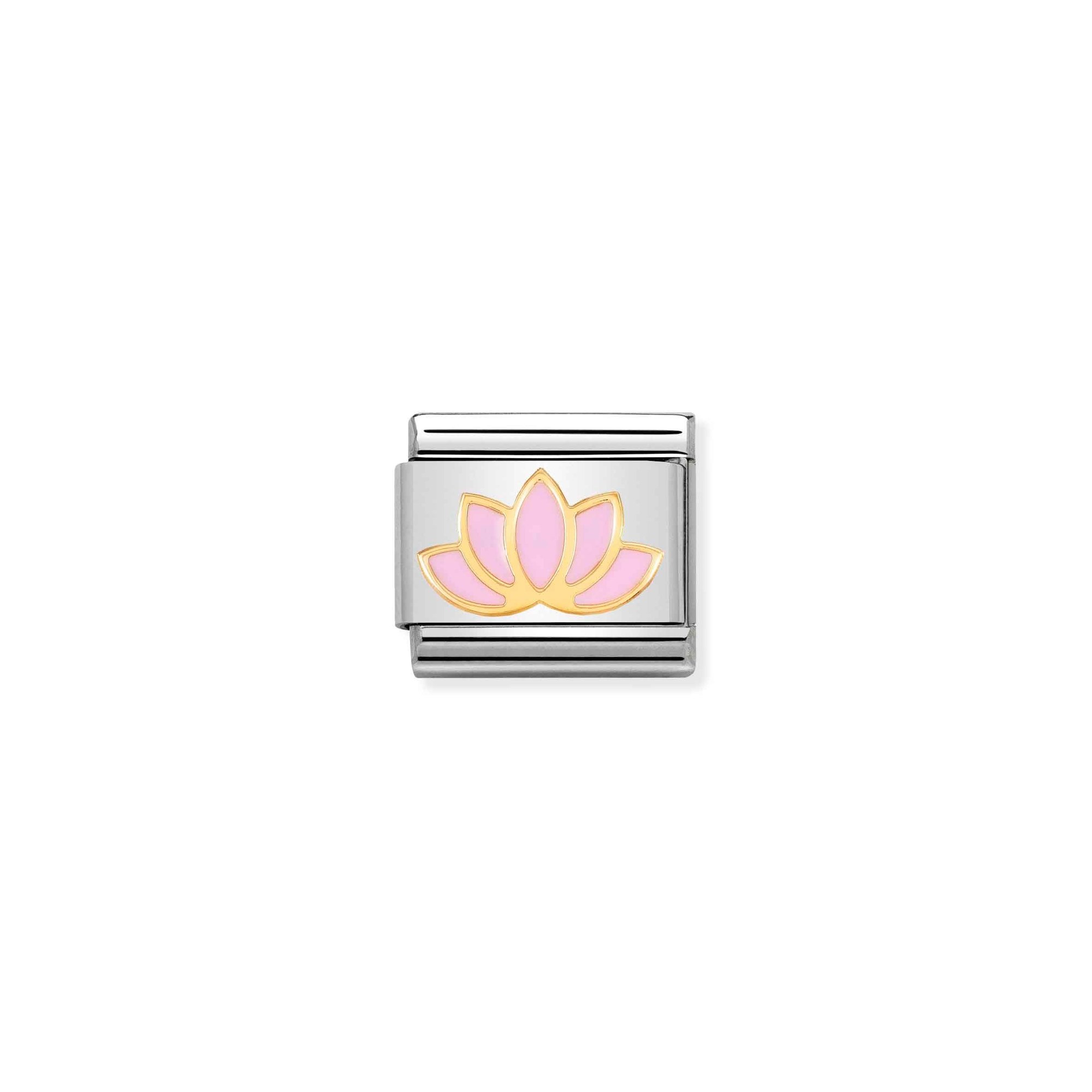 Nomination Composable Classic Charm Lotosblüte - Edelstahl, Gold 750, Emaille