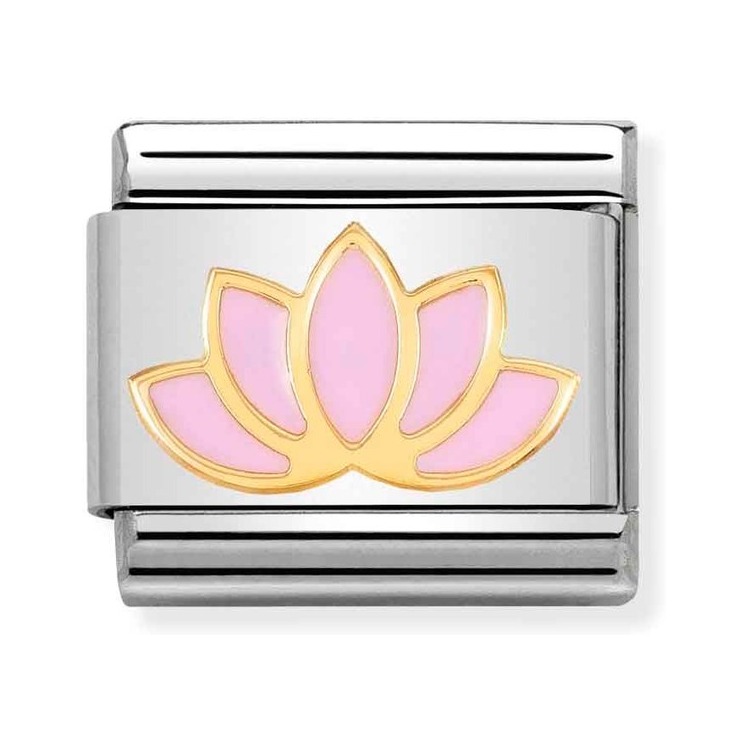 Nomination Composable Classic Charm Lotosblüte - Edelstahl, Gold 750, Emaille