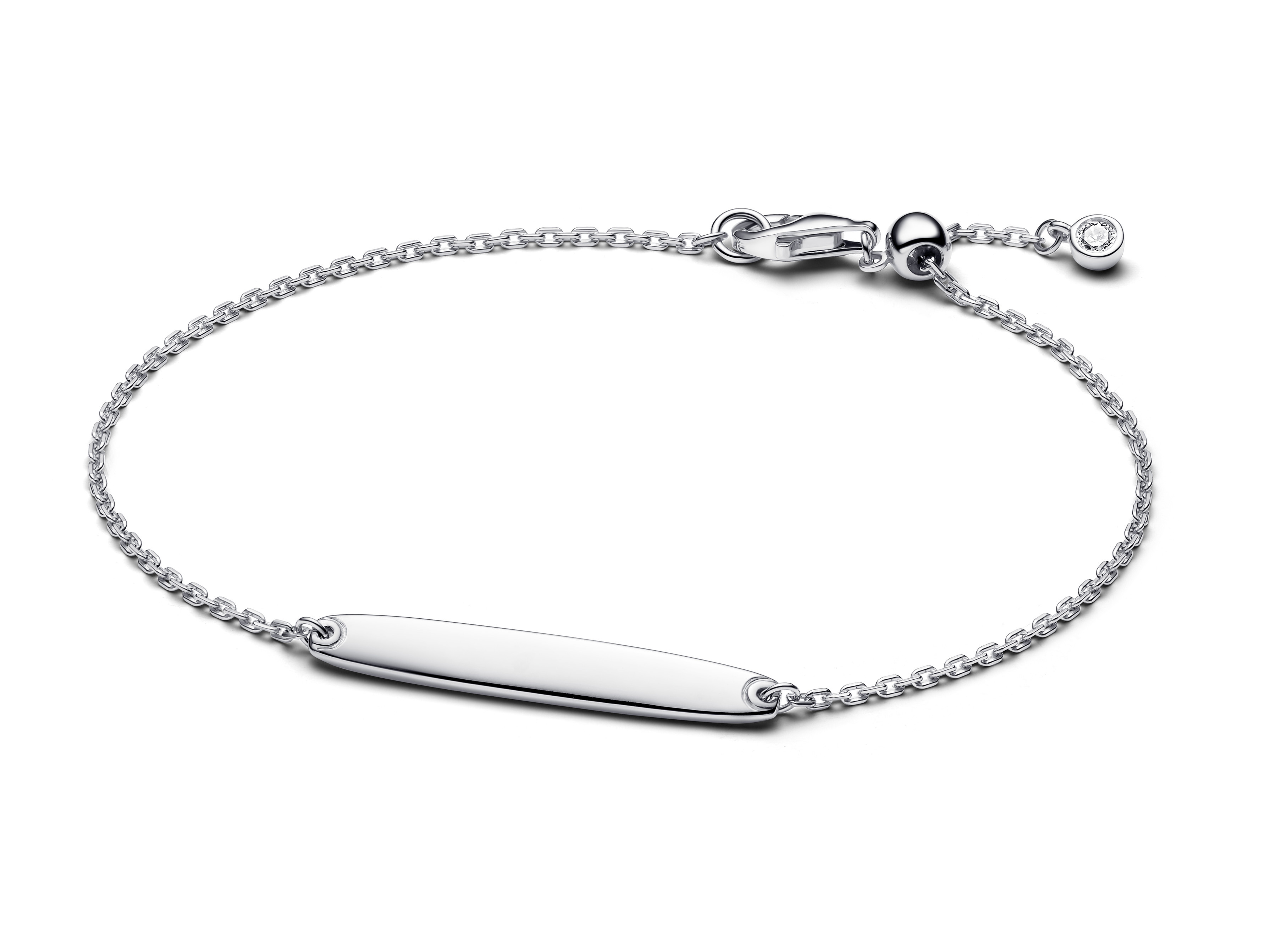 Kettenarmband von Pandora aus Sterling Silber mit Zirkonia, elegantes Design, verstellbare Länge von 16 cm, geeignet für persönliche Gravuren, hochwertig verarbeitet.