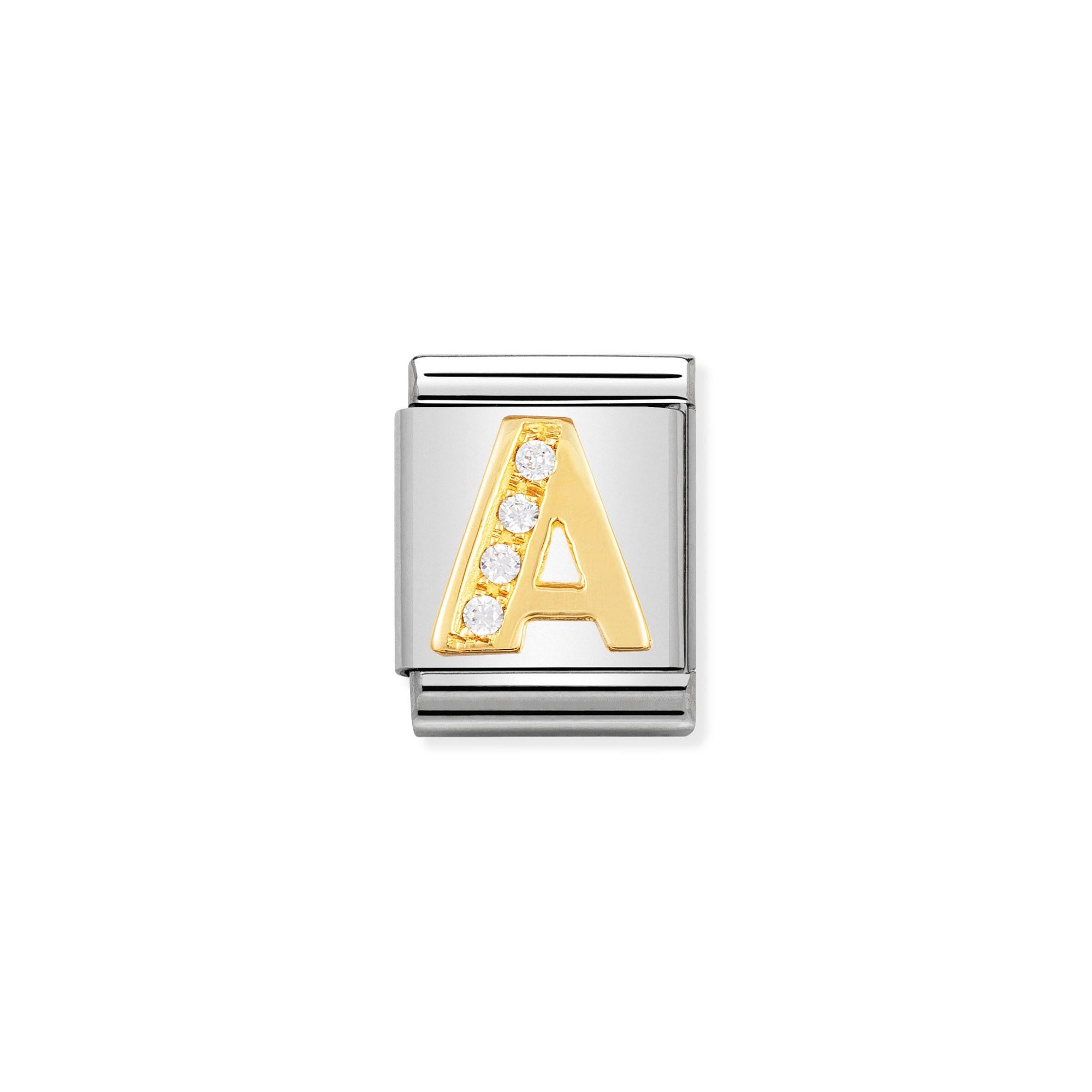 Nomination Composable Big Charm Buchstabe A - Edelstahl, Gold 750 Gelbgold, Zirkonia