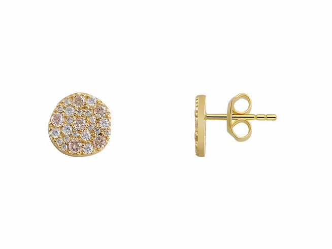 Xenox Sterling Silber Ohrringe XS6094G CLASSIC CIRCLE in Gelbgold Vergoldung mit funkelndem Steinbesatz, elegantes Design für jeden Anlass, hochwertige Verarbeitung und zeitloser Stil.
