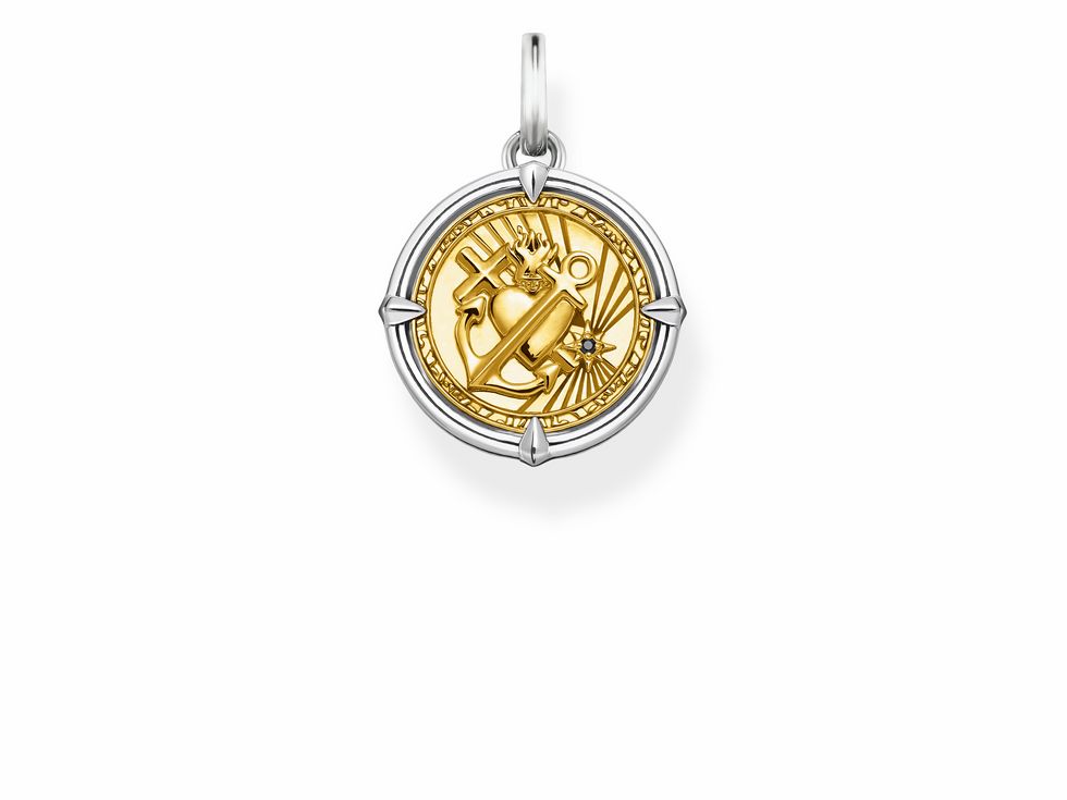56968238-0 Thomas Sabo Anhänger Glaube Liebe Hoffnung aus Sterling Silber mit vergoldetem Gelbgold und Zirkonia, rund, mit symbolischen Motiven und dekorativem Design. Ideal für Ketten.