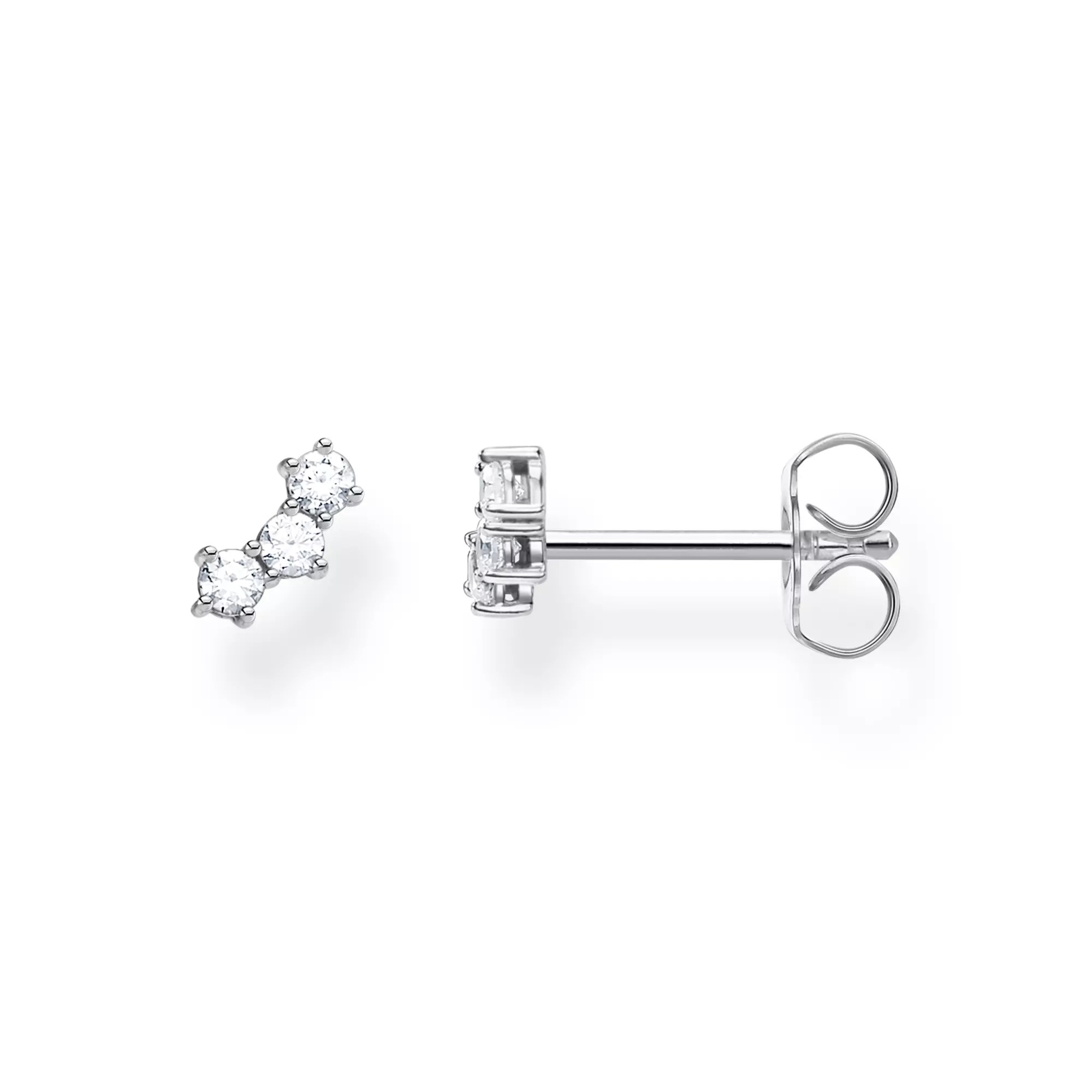 Thomas Sabo Einzel Ohrstecker weiße Steine silber – Zirkonia