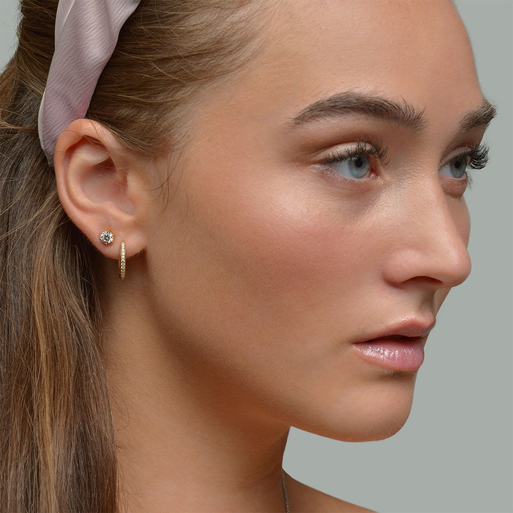 Engelsrufer BASIC Ohrstecker Shiny platiert mit Zirkonia - Gelbgold vergoldet auf Silber 6 mm – Ansicht 4