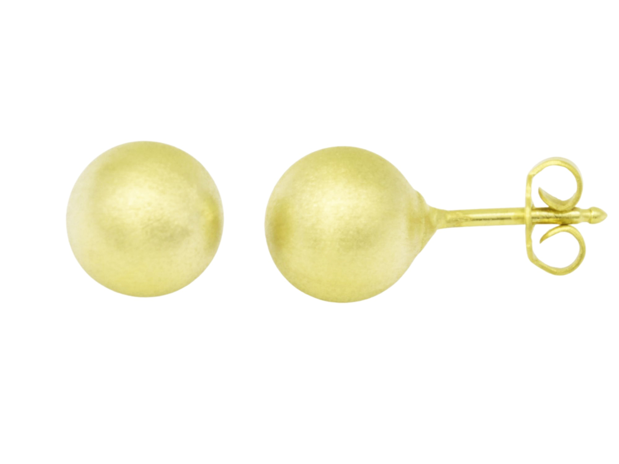 Ohrringe Kugel Ohrstecker - Gelbgold mattiert - 7,5 mm