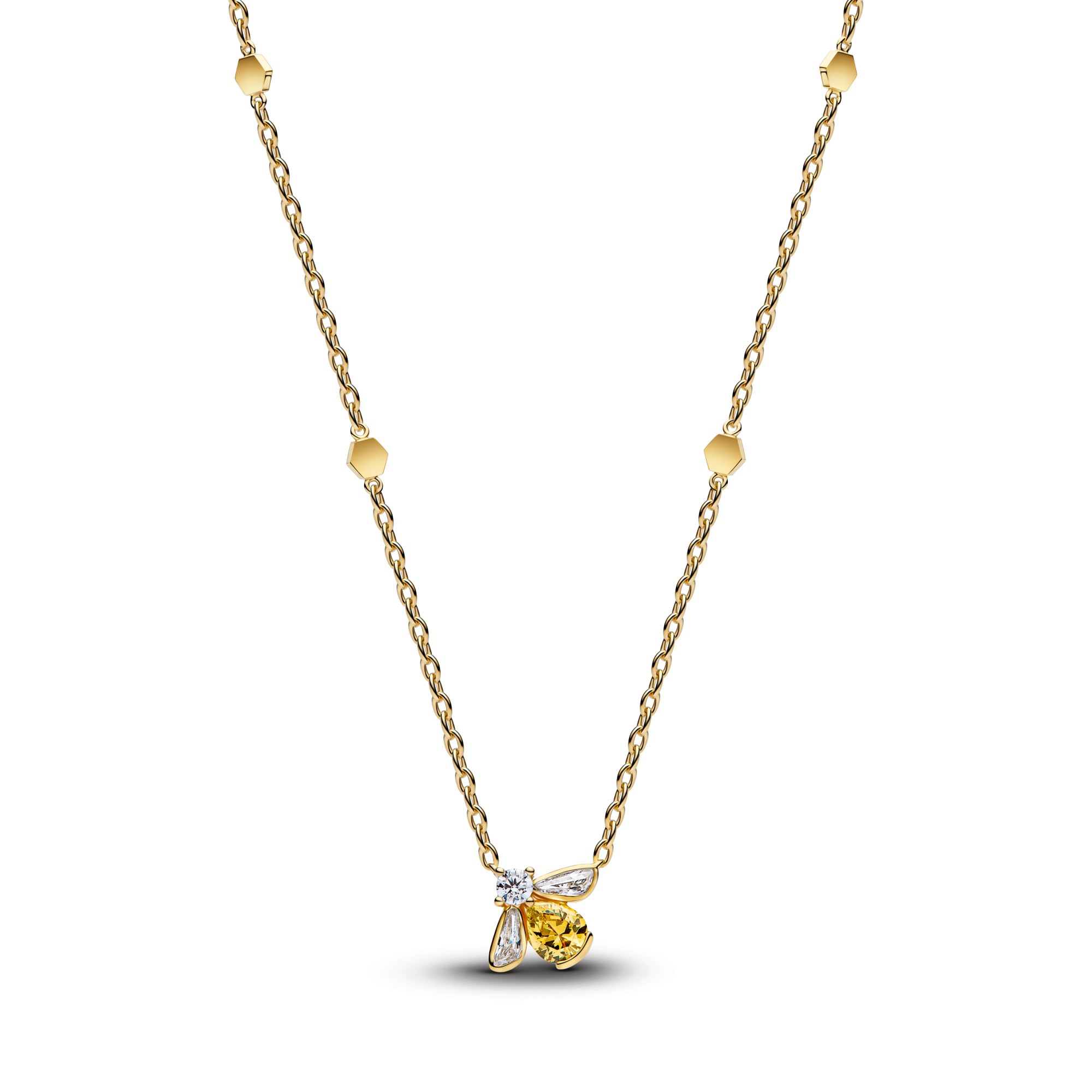 Pandora Honigbiene Anhänger Halskette - Gelbgold Vergoldung - Zirkonia - 45 cm – Ansicht 2