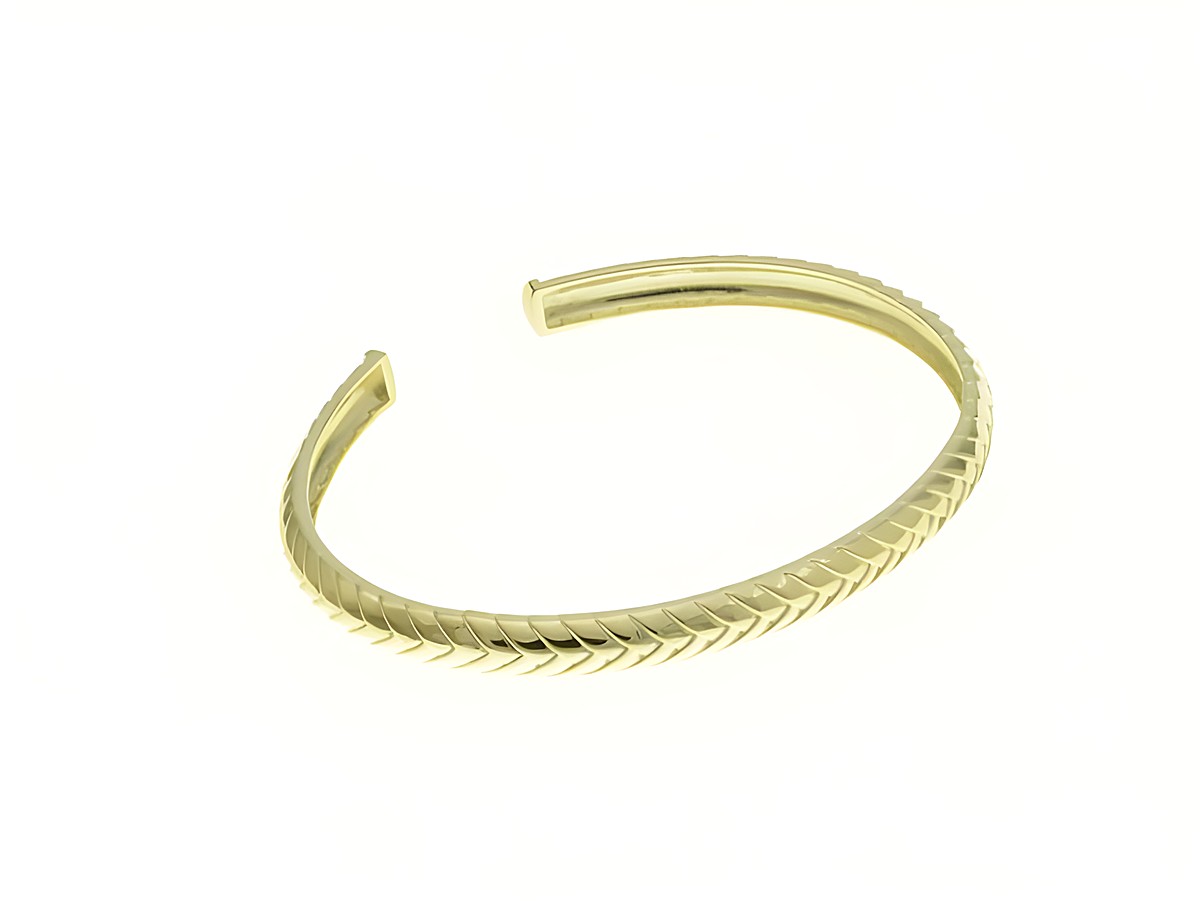 Zopfmuster Armreifen aus Sterling Silber mit Gelbgold vergoldet, Durchmesser 16,5 cm, Hersteller Juwelier Harnisch, elegantes Design, ideal für stilvolle Akzente.