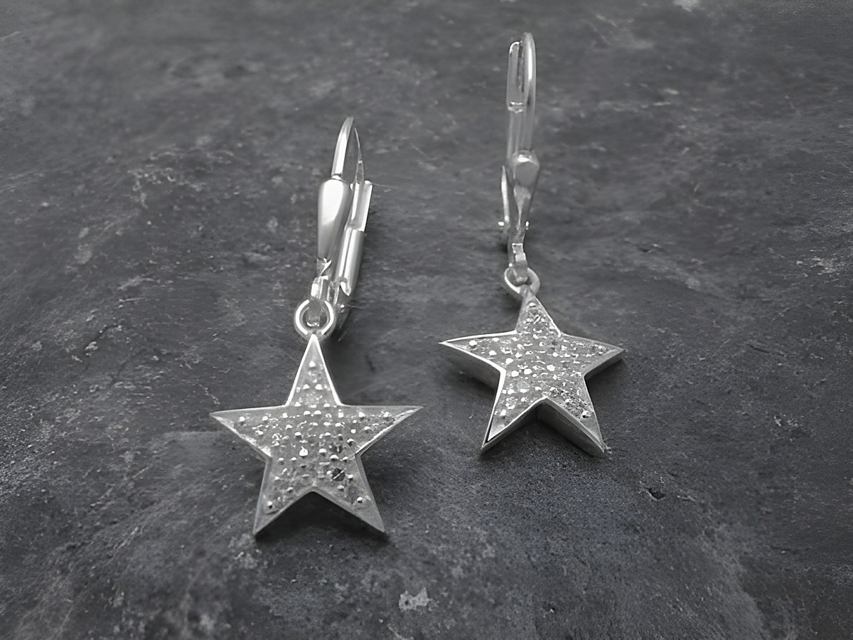 Silber Ohrringe in Sternform mit Zirkonia PAVE von Juwelier Harnisch, elegante Ohrhänger mit funkelnden Steinen, ideal für festliche Anlässe oder den Alltag.