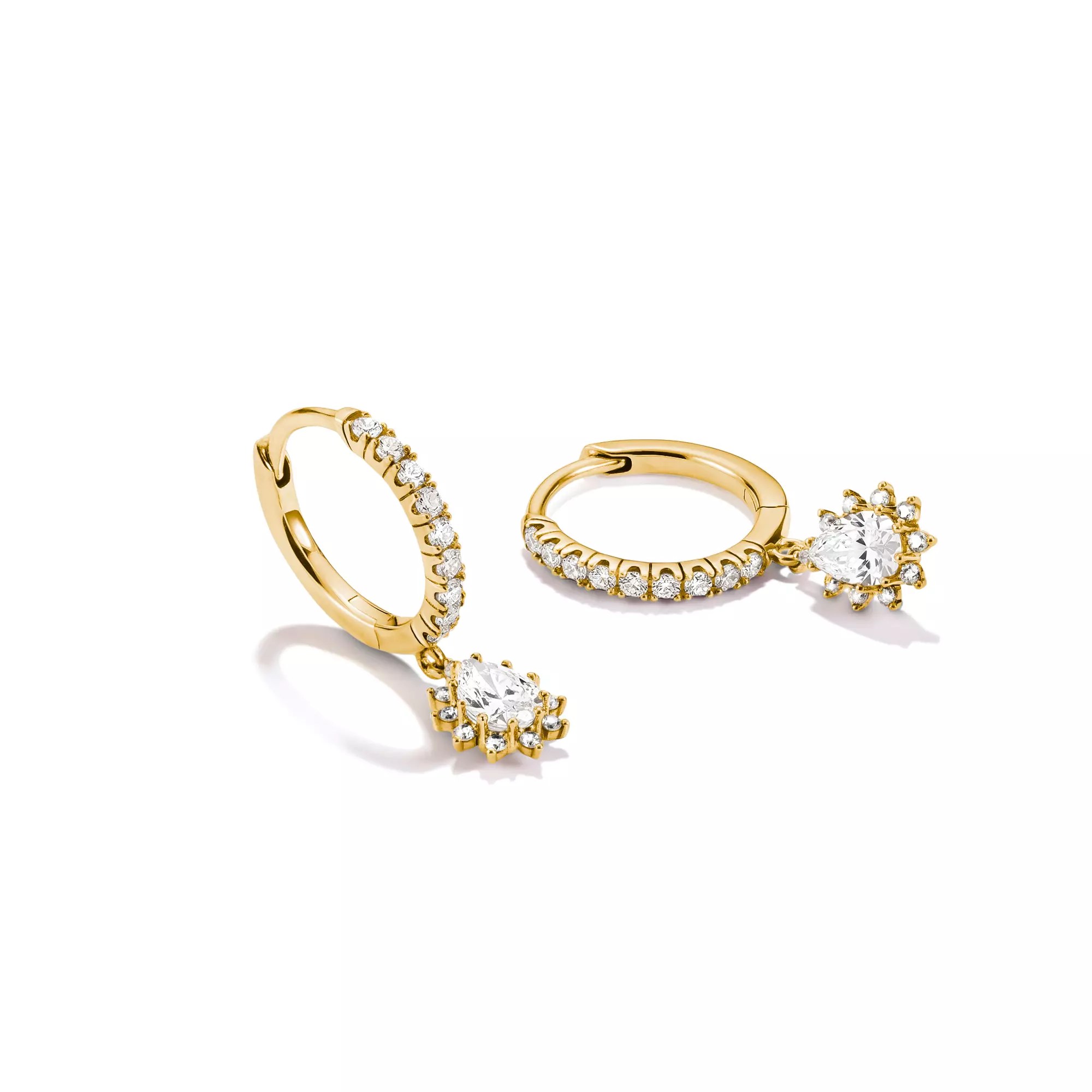 Thomas Sabo Creolen mit weißem Zirkonia in Tropfenform – vergoldet – 25 mm hoch – Ansicht 2