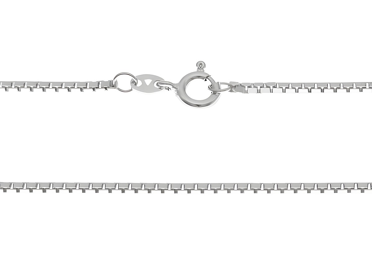 Silberkette aus rhodiniertem Sterling Silber, Venezia kette, 1,4 x 1,4 mm, 38 cm, mit Karabinerverschluss, Hersteller Juwelier Harnisch, elegantes und hochwertiges Schmuckstück.