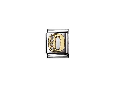 NOMINATION Big Buchstabe Zirkonia - O 032301 15, Hersteller: Nomination, Buchstaben Zirkonia. Goldenes O mit Zirkonia in Silberfassung. Ideal für personalisierte Armbänder.