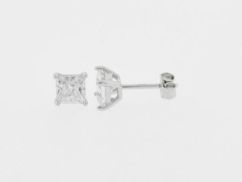 Silber Ohrringe Quadrat Silber 7 mm Zirkonia Stecker Hersteller Juwelier Harnisch Zirkonia funkelndes Design ideal für jeden Anlass.