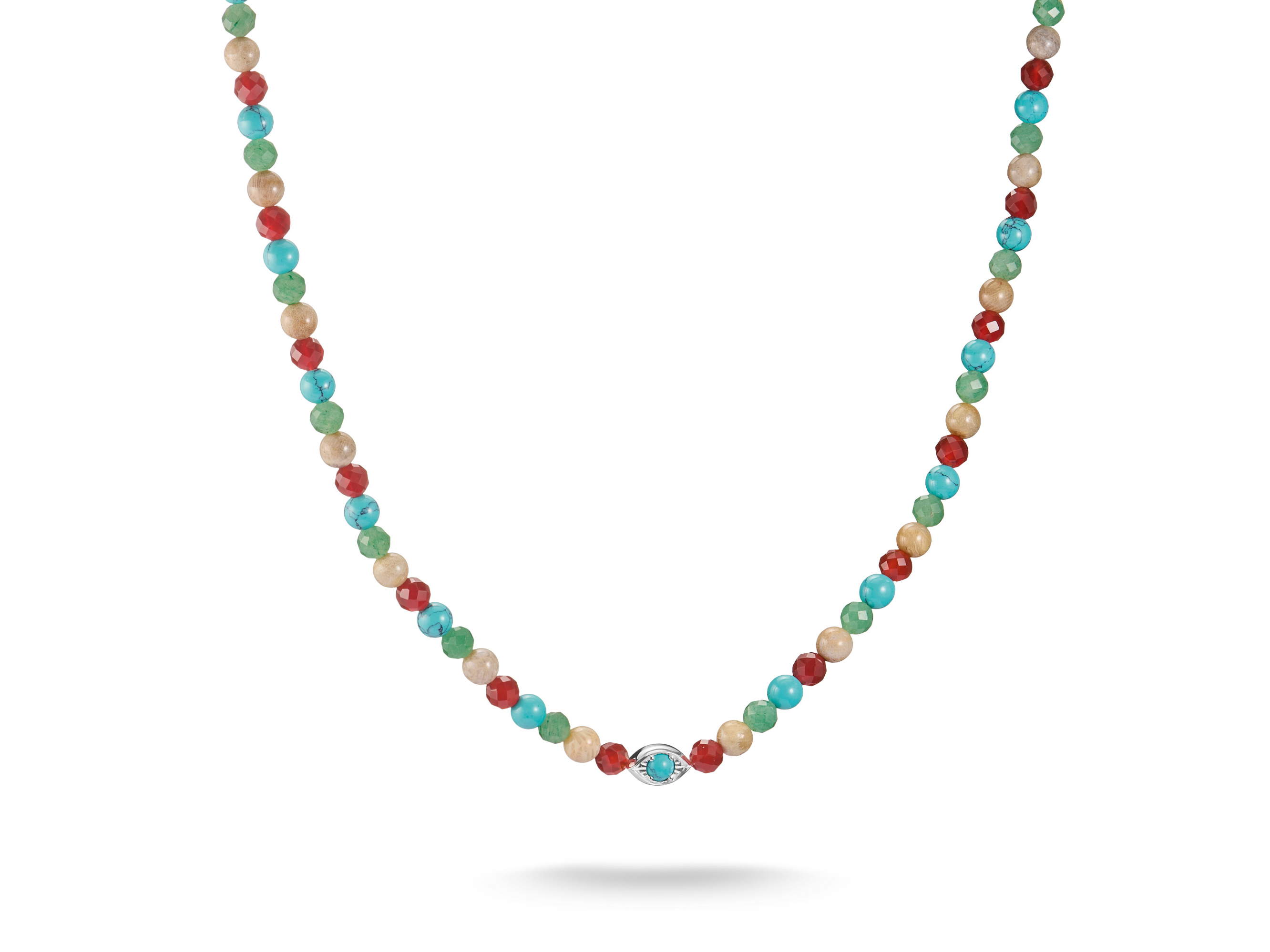 Thomas Sabo KE2332-058-7-L55 ELYNDRA Kette 55 cm - Sterling Silber & Achat & imit. Türkis - Bunt