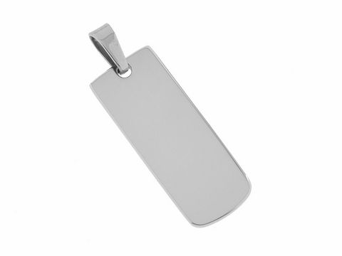 Moderner Edelstahl Anhänger in rechteckiger Form mit den Maßen 2,5 x 1 cm, hergestellt von Juwelier Harnisch, ideal für individuelle Gravuren.