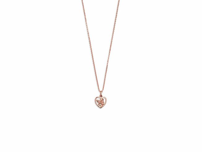 27001033-0 Xenox Sterling Silber Kette XS3549R in Roségold vergoldet mit einem Schutzengel Anhänger, Ankerkette von 40-45 cm Länge, elegant und modern gestaltet.