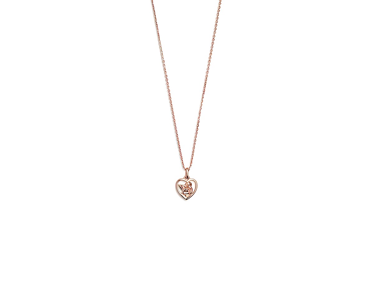 Xenox Sterling Silber Kette XS3549R in Roségold vergoldet mit einem Schutzengel Anhänger, Ankerkette von 40-45 cm Länge, elegant und modern gestaltet.