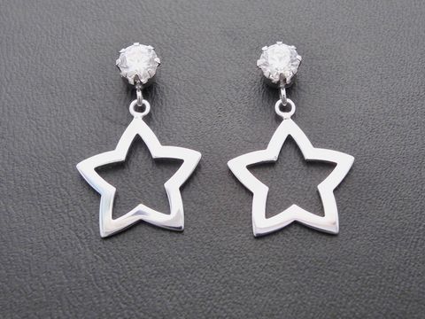 Silber Ohrstecker Ohrringe Stern Zirkonia weiss traumhaft von Juwelier Harnisch Ohrhänger mit Stein elegant und funkelnd ideaal für besondere Anlässe.