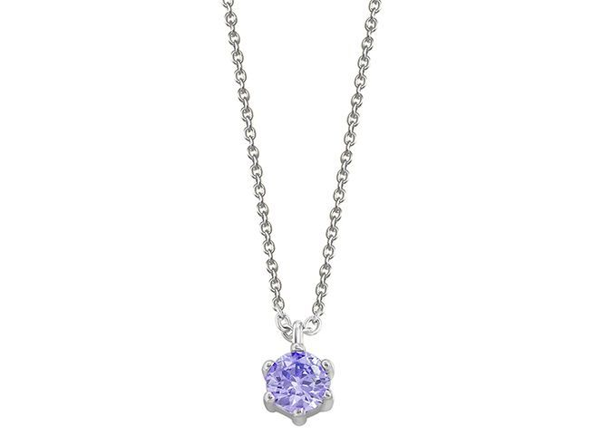 27001362-0 Xenox Sterling Silber Kette XS6010 in Multicolor mit einer Karreekette und einem eleganten, lila funkelnden Anhänger, ideal für jeden Anlass und eine tolle Ergänzung für jedes Outfit.