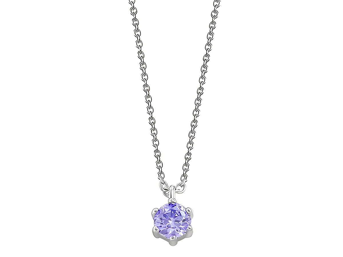 Xenox Sterling Silber Kette XS6010 in Multicolor mit einer Karreekette und einem eleganten, lila funkelnden Anhänger, ideal für jeden Anlass und eine tolle Ergänzung für jedes Outfit.