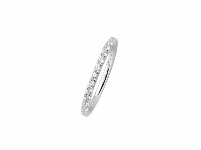 Xenox Sterling Silber Ring XS7389/52 in Krappes Silber, Größe 52, mit funkelnden Steinen entlang des Bandes, elegant und zeitlos im Design.