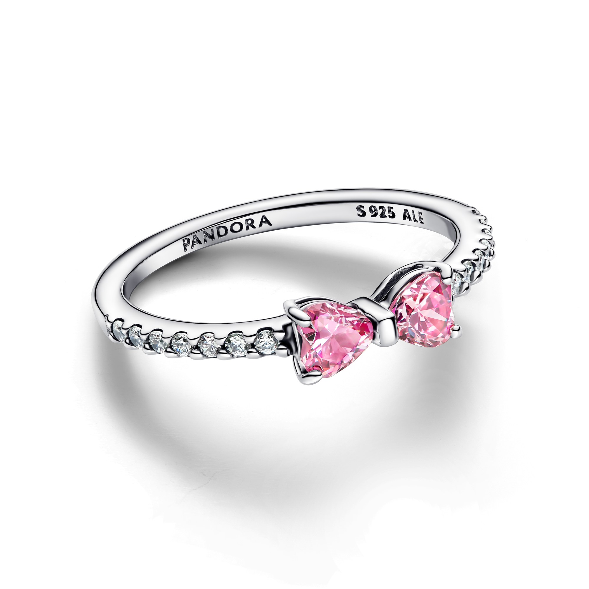 Pandora Ring aus Silber mit rosa und klarem Zirkonia in Schleifenform – Ansicht 2