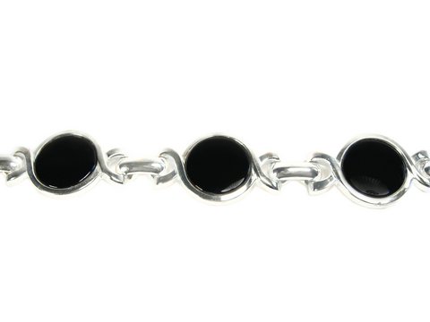 32304-0 Designer Silber Armband 19cm x 19 mm mit Echt Onyx Elementen, gefertigt von Juwelier Harnisch, in elegantem Design und hochwertiger Verarbeitung, ideal für stilvolle Anlässe.