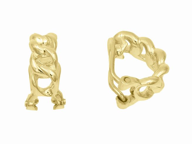 Ohrclips aus vergoldetem Sterling Silber mit Panzerketten-Design, poliert und elegant. Hersteller ist Juwelier Harnisch, ideal für modische Akzente.