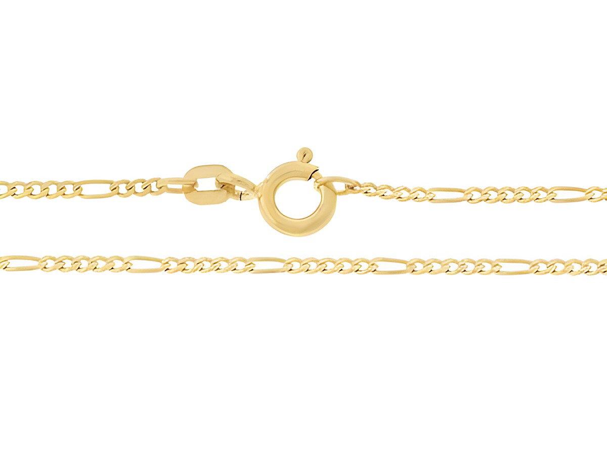 Figarokette 585 Gold in der Länge 40 cm und Breite 1,5 x 0,5 mm mit einem sicheren Federringverschluss vom Hersteller Juwelier Harnisch.