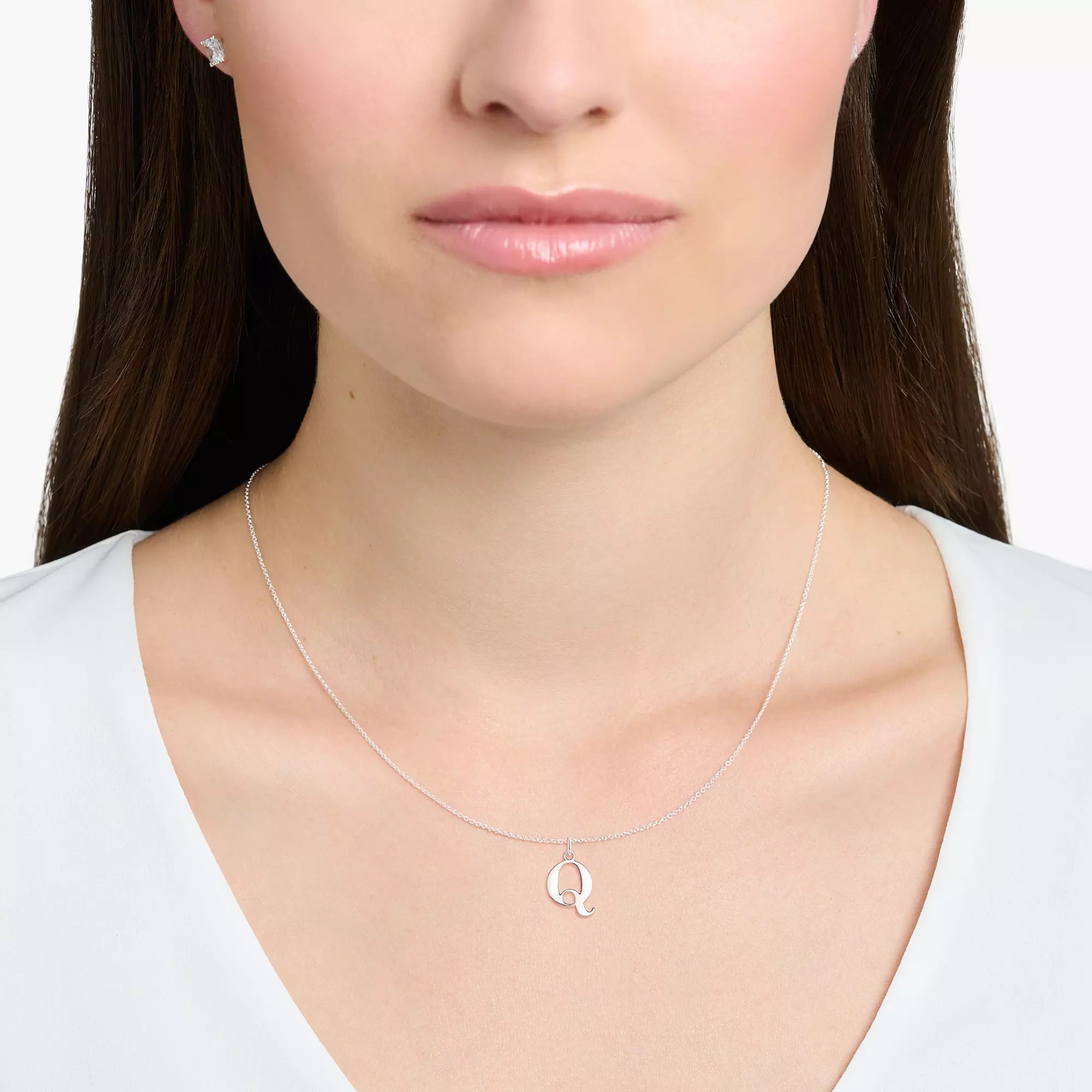 Thomas Sabo Charming Collection - Buchstabe Q - Kette mit Anhänger - 38-40-42-45 cm - Silber – Ansicht 2