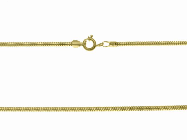 48049-0 Schlangenkette in Gelbgold mit einer Stärke von 1,9 x 1,9 mm und einer Länge von 50 cm, gefertigt von Juwelier Harnisch, präsentiert eine elegante Optik.